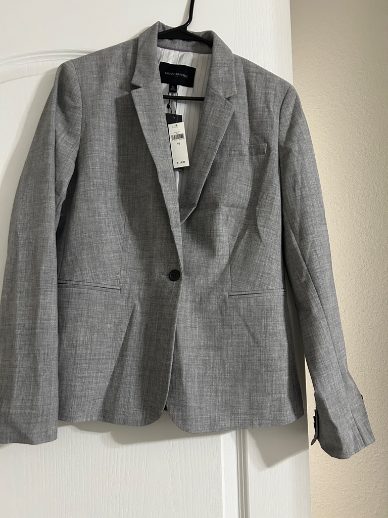 Banana Republic Light Gray Single-Button Women's Blazer- Size 10
